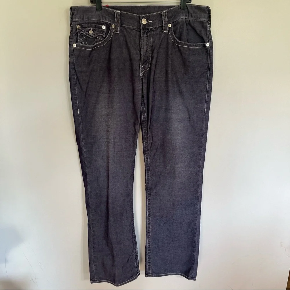 Men’s True Religion‎ Baggy Ribbed Straight Leg Pants Size 90’s Y2K Look 36 X 33